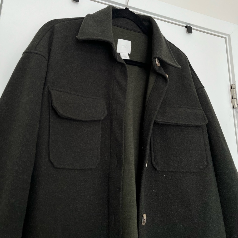 H&M green shacket